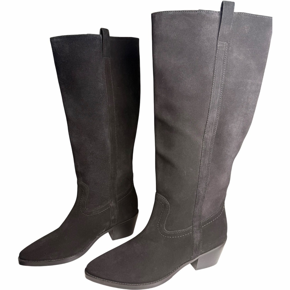 Vintage Foundry Co Amanda Tall Black Suede Western Boots Size 8 - Picture 6 of 14